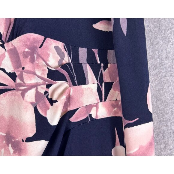 Coldwater Creek Maxi Dress Women 24W Navy Pink Floral Shift Stretch Cocktail NWT - Picture 11 of 12